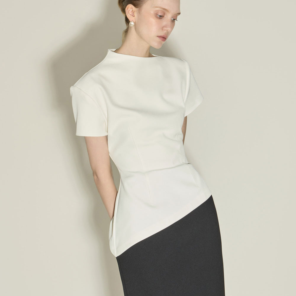 B9203 Uneven-Neck Blouse