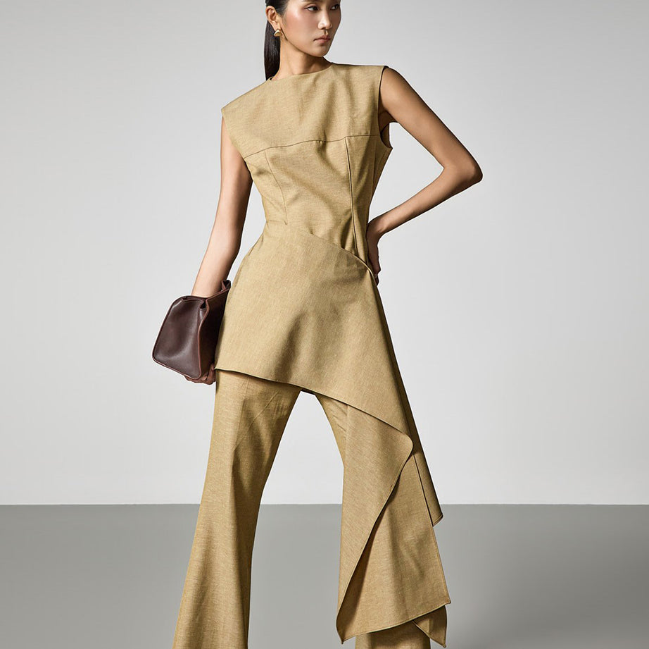 B9218 Asymmetrical Drape Blouse