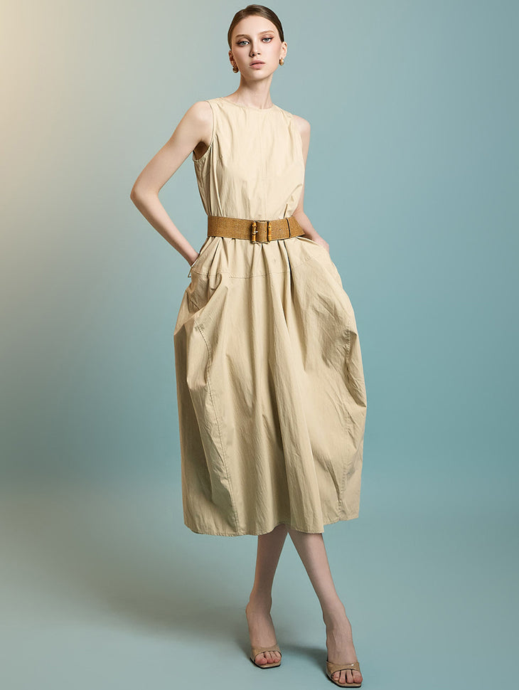 D4994 Nylon Belted Dress