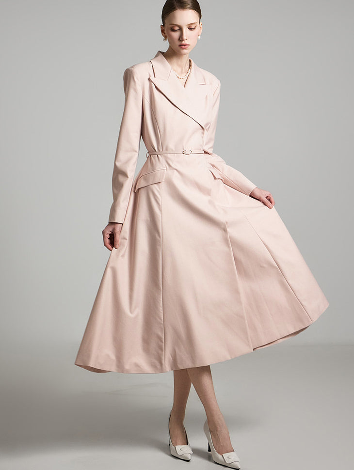 D5173 ベルト付きフレアドレス