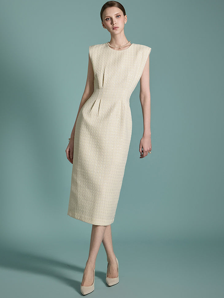 D5175 粗花呢无袖连衣裙