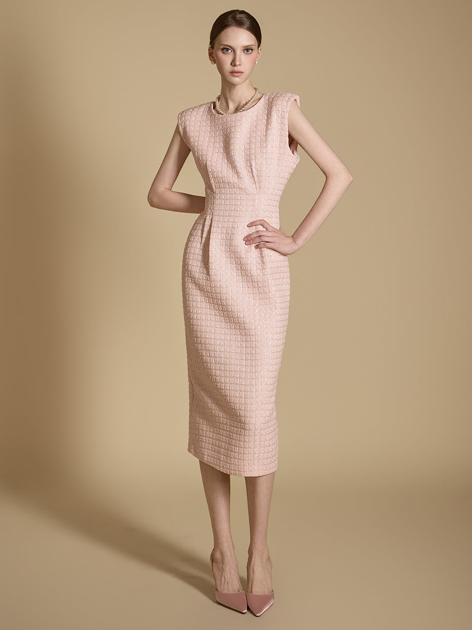 D5175 粗花呢无袖连衣裙