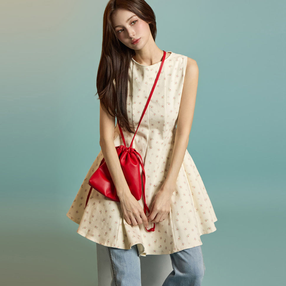 D5250 Flower Pattern Mini Dress