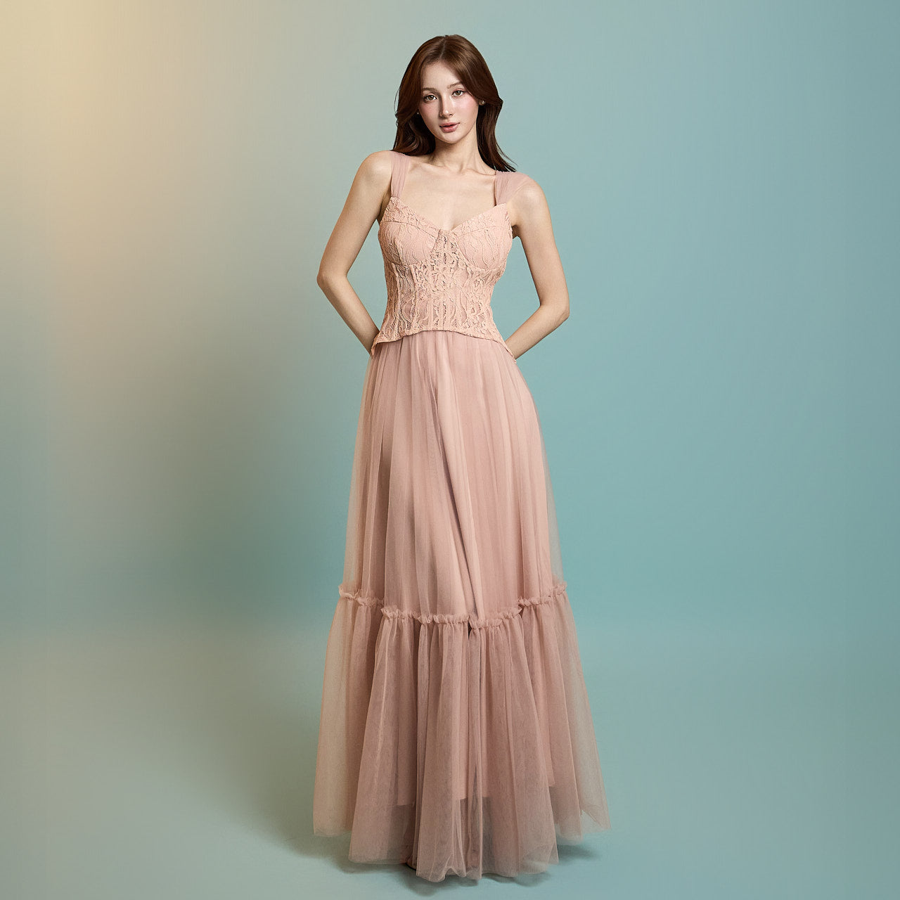 D5278 紧身胸衣分层连衣裙