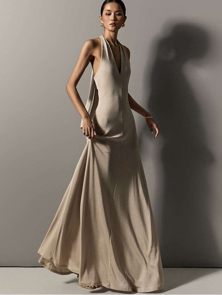 D5298 ホルターネック マキシドレス