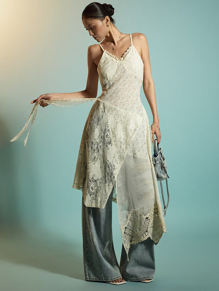 D5353 Sleeveless Lace Dress