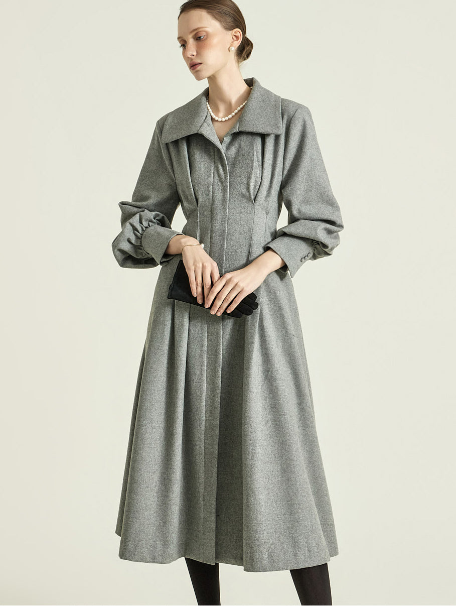 D5393 Pintuck Wool Dress