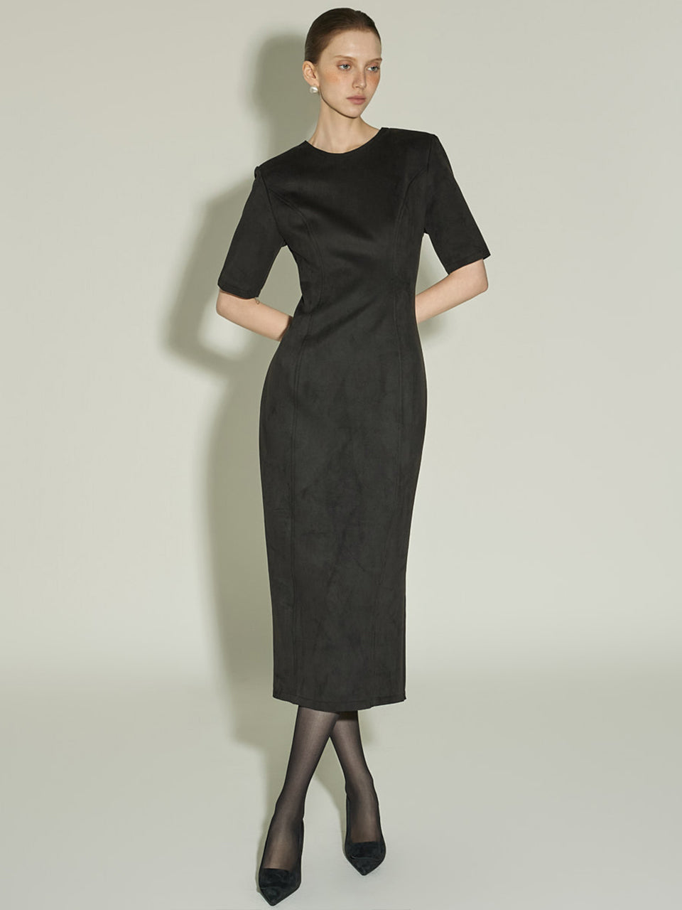 D5409 Suede Slim Dress