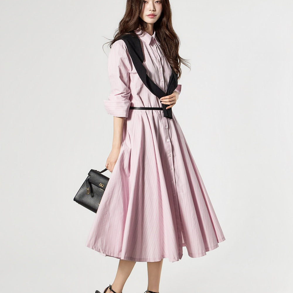 D5504 Striped Shirts Dress