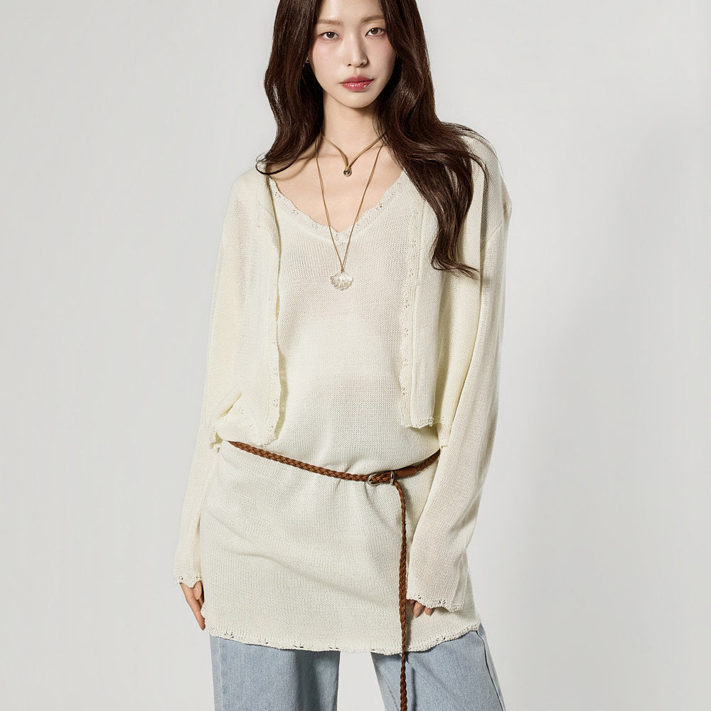 D5509 Cardigan Set Knit Two-Piece