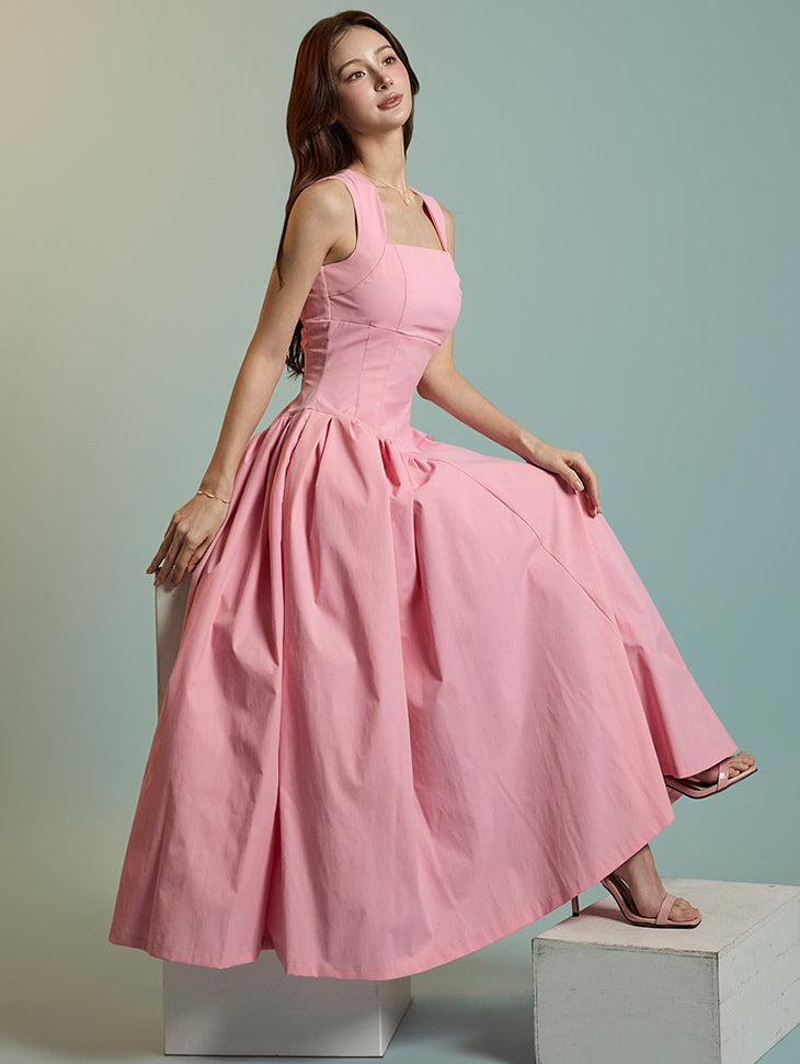 D9435 シャーリングノースリーブワンピース