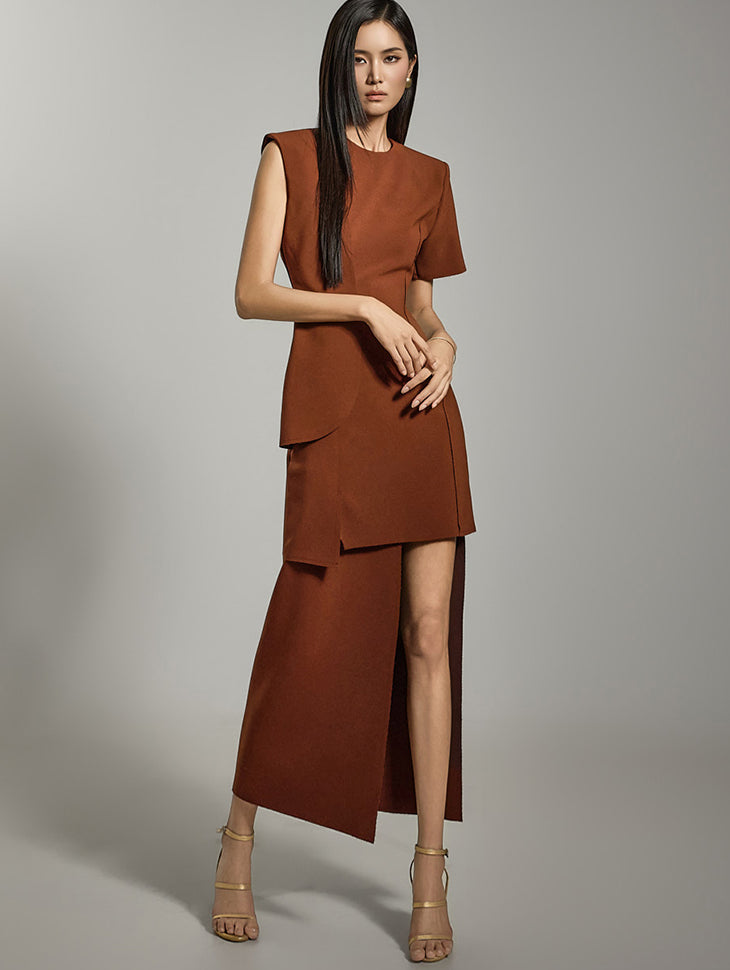 D9526 不对称分层连衣裙