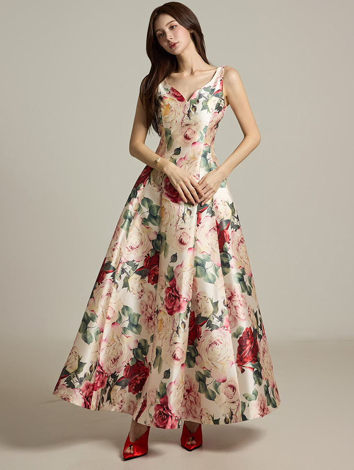 D9538 Floral Patterned Dress