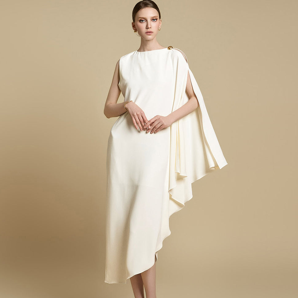 D9543 アシンメトリースリーブドレス