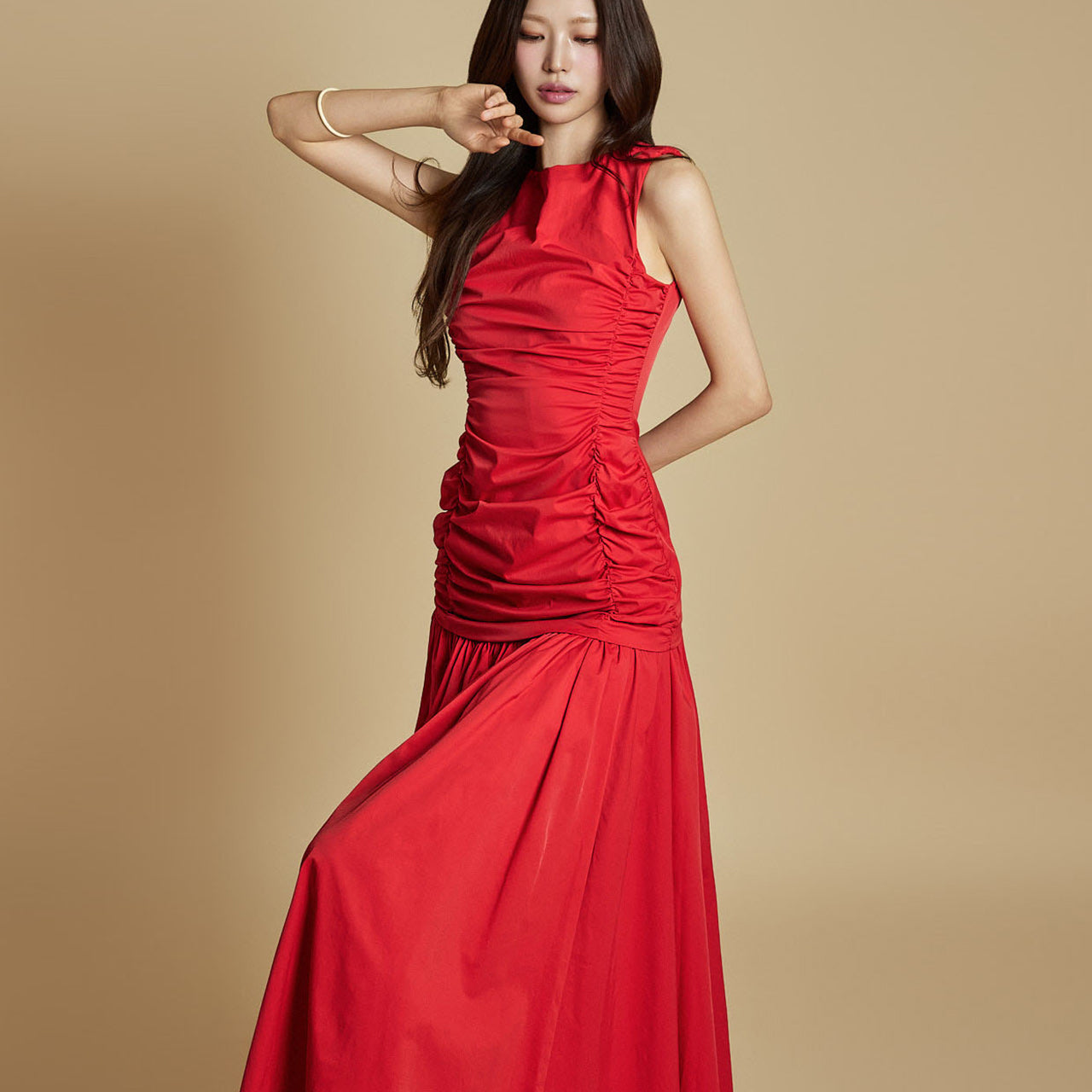 D9548 Shirring Maxi Dress