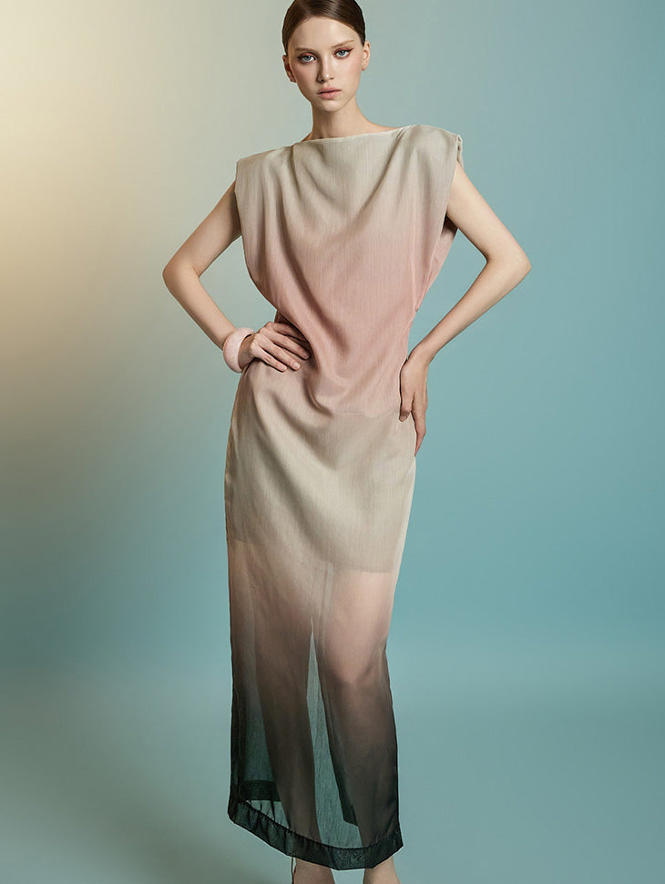 D9555 Gradient Sheer Dress