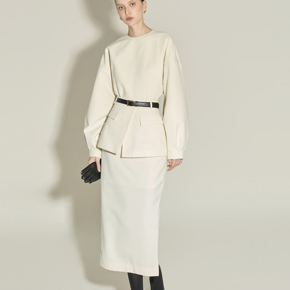 D9579 Layered Dress with Belt