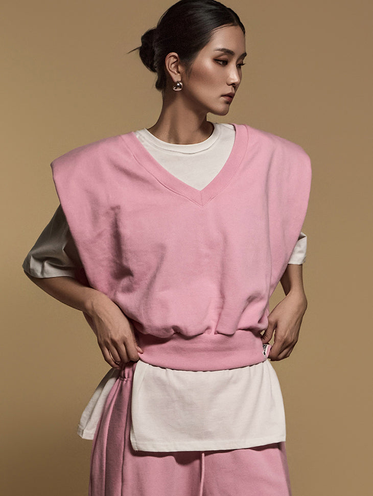 E3690 垫肩无袖上衣