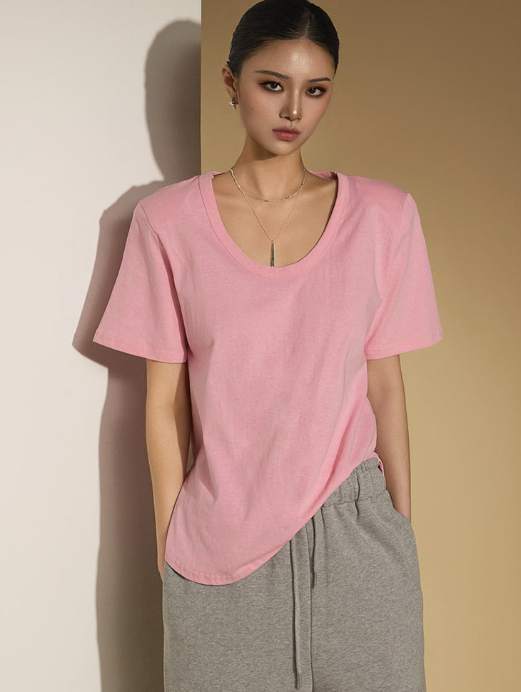 E3691 U领垫肩上衣