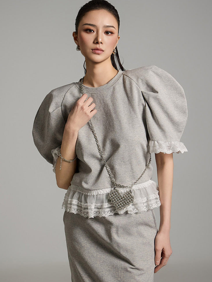 E3729 蕾丝运动衫