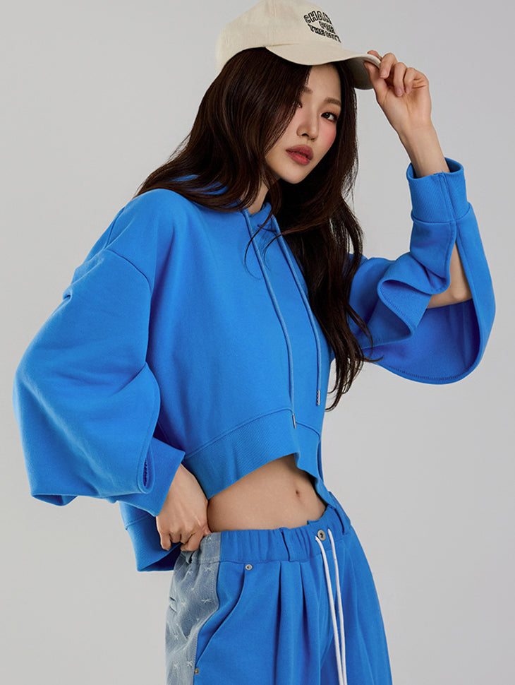 E3741 Asymmetric Hooded Top