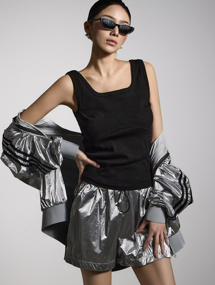 E3758 ベーシック ノースリーブ トップ