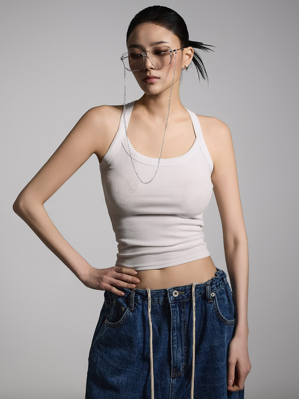 E3767 Xストラップ ノースリーブトップ