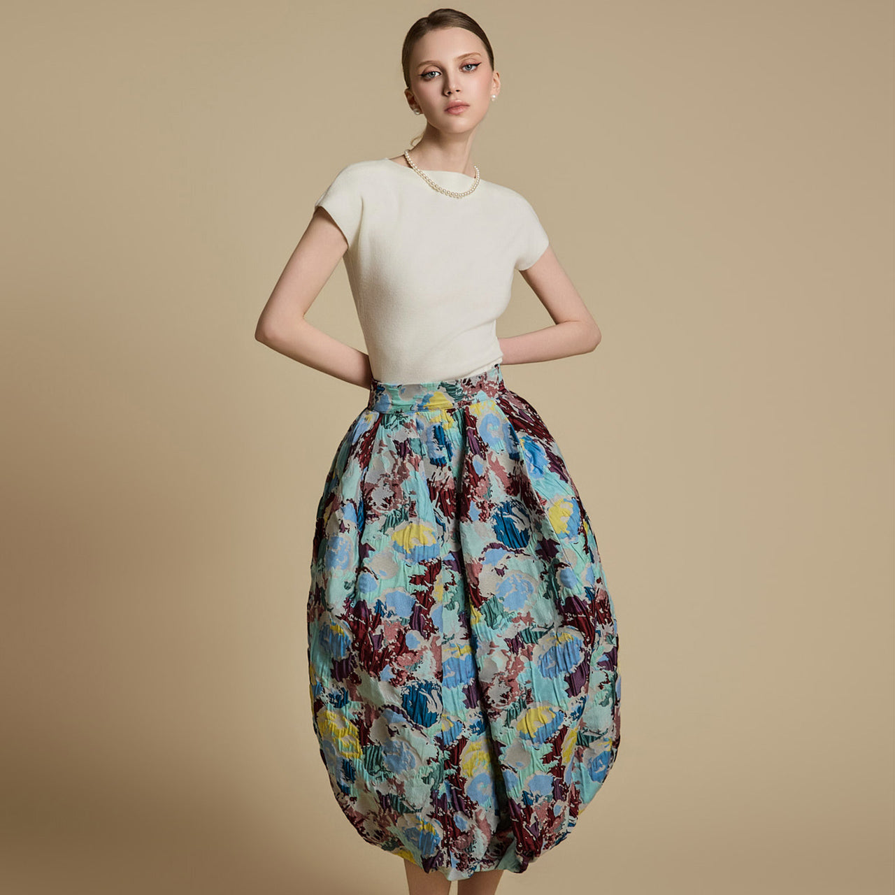 E3783 盖袖针织上衣