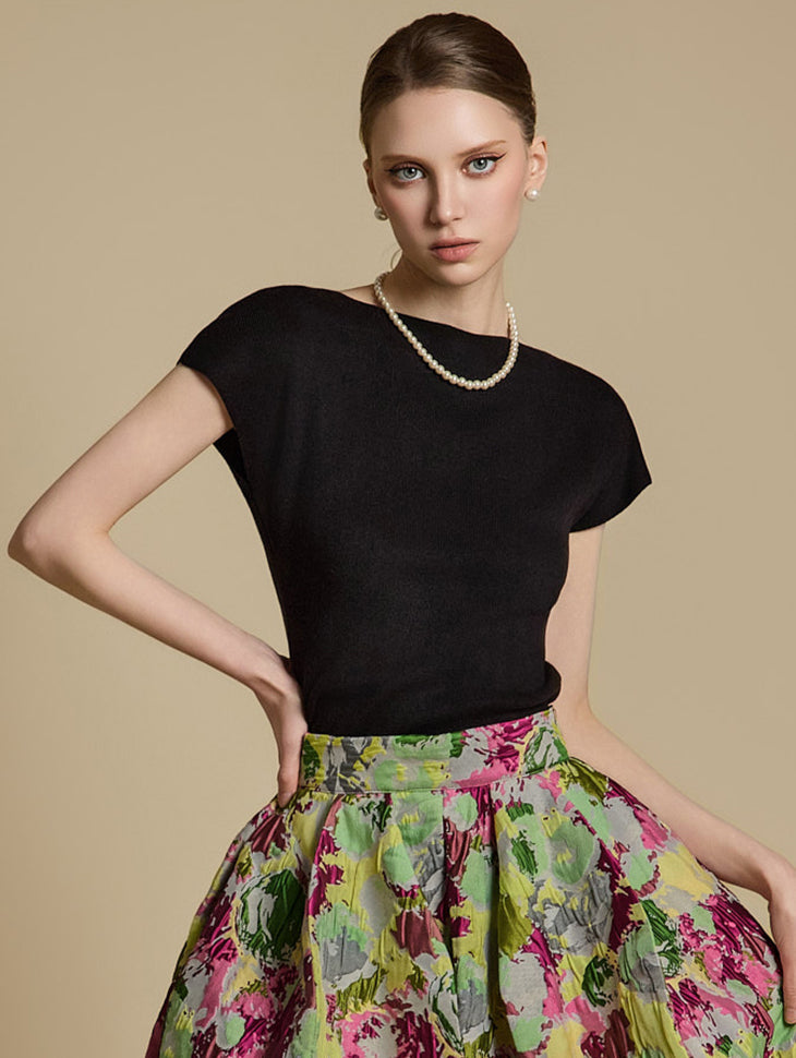 E3783 Cap Sleeve Knit Top