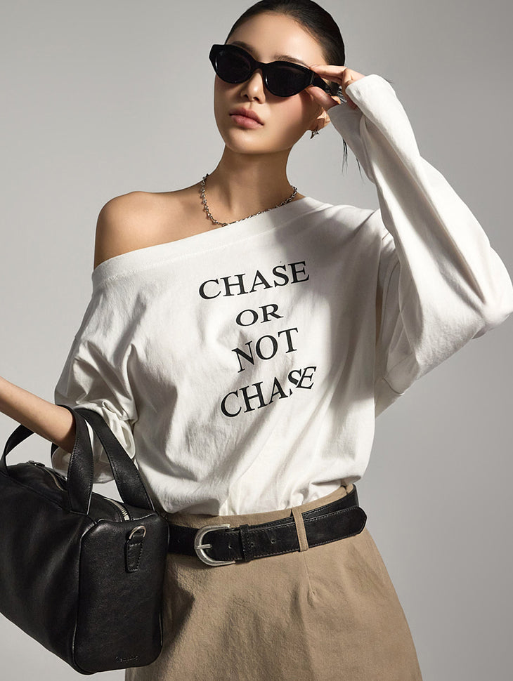 E3797 不对称露肩T恤