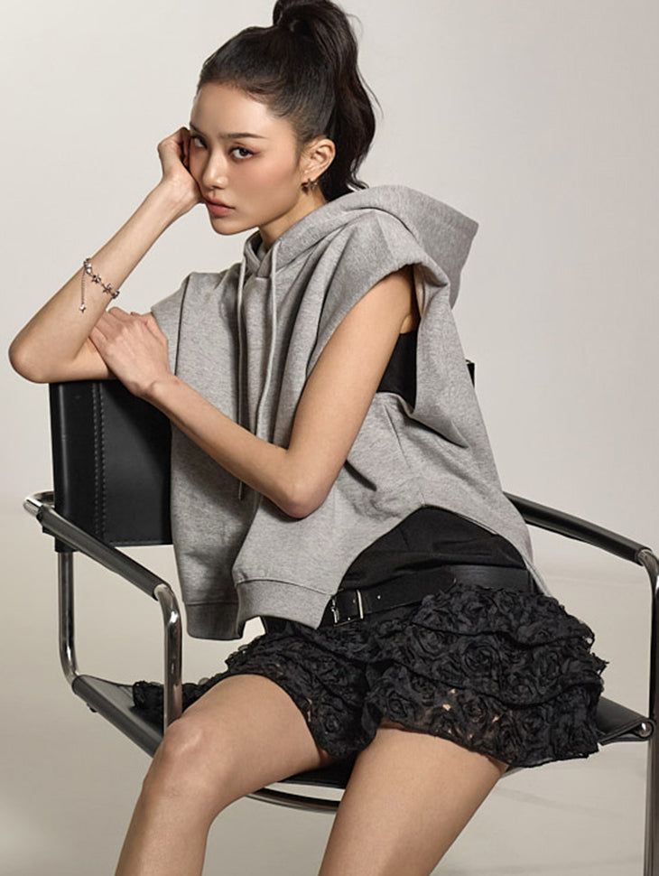 E3829 Sleeveless Hooded T-Shirt