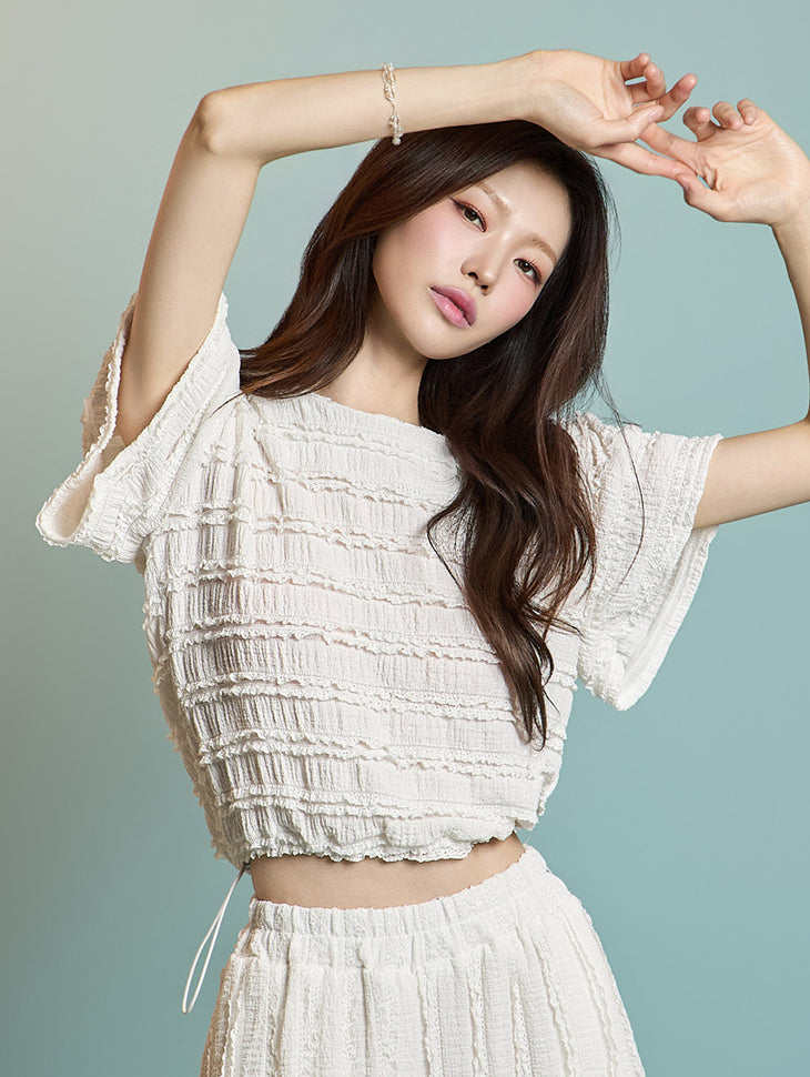 E3841 Frill Cropped Top