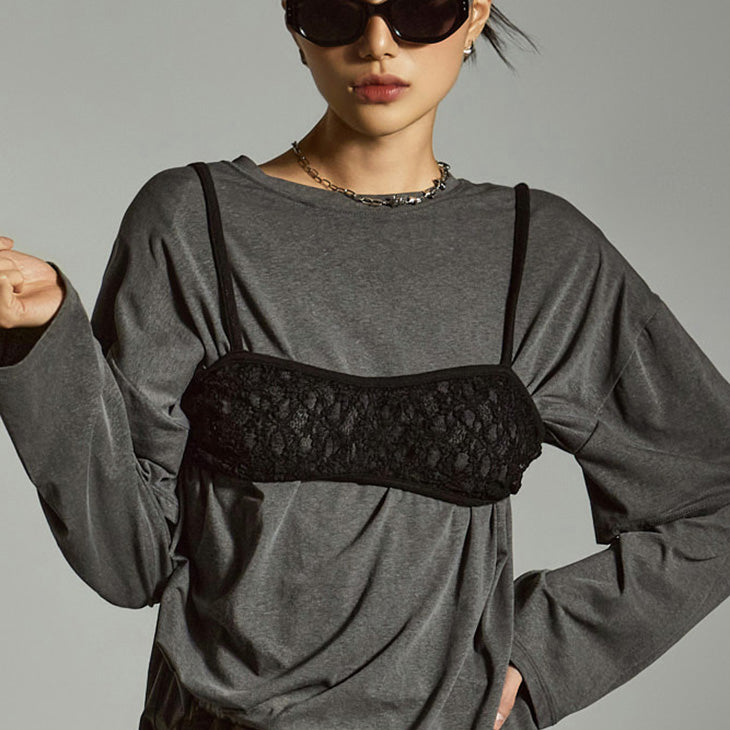 E3862 レースノースリーブトップ