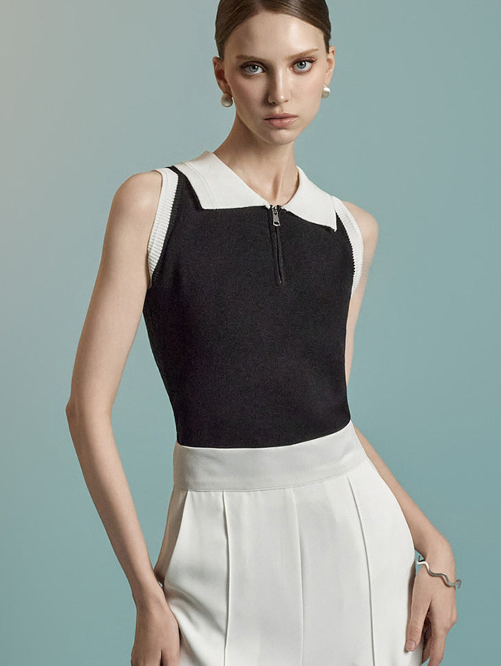 E3916 Collar Knit Top