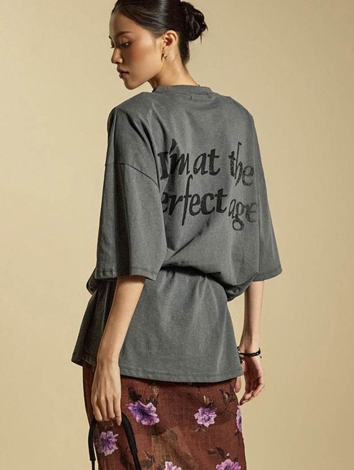 E3917 Printed Shoulder Pad T-Shirt