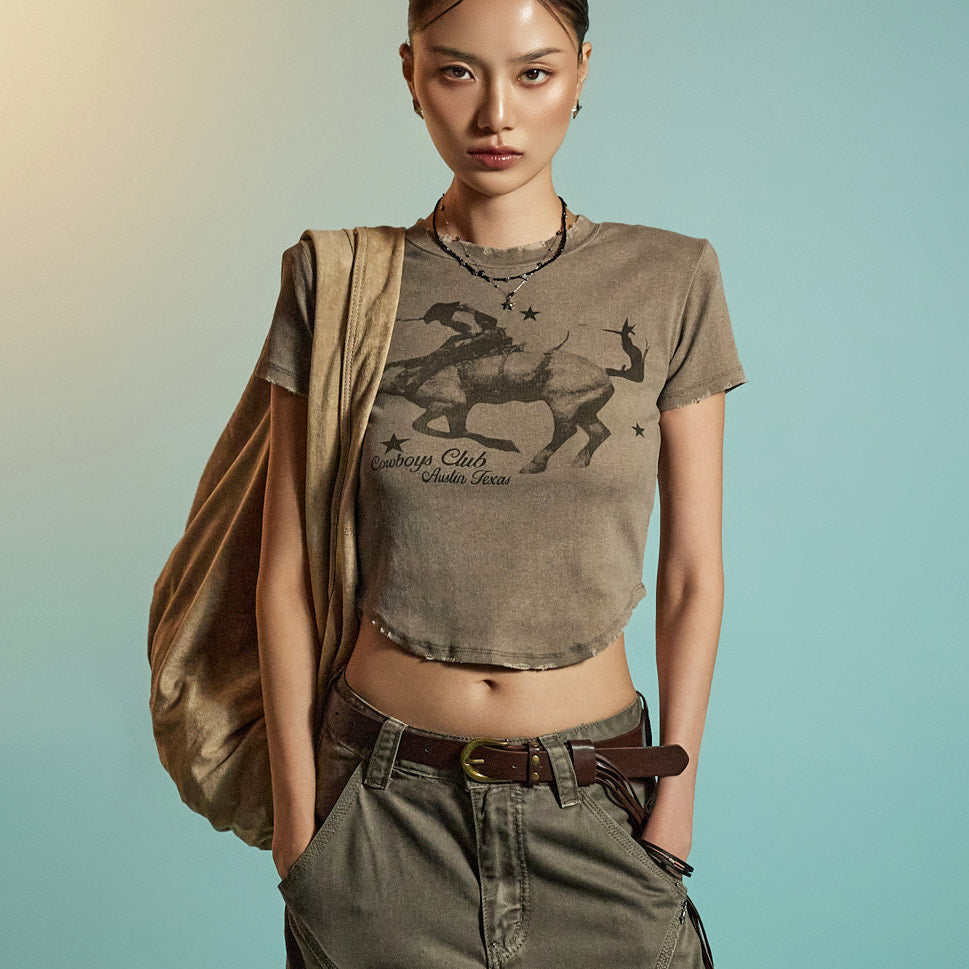 E3920 Crop Shoulder Pad Top