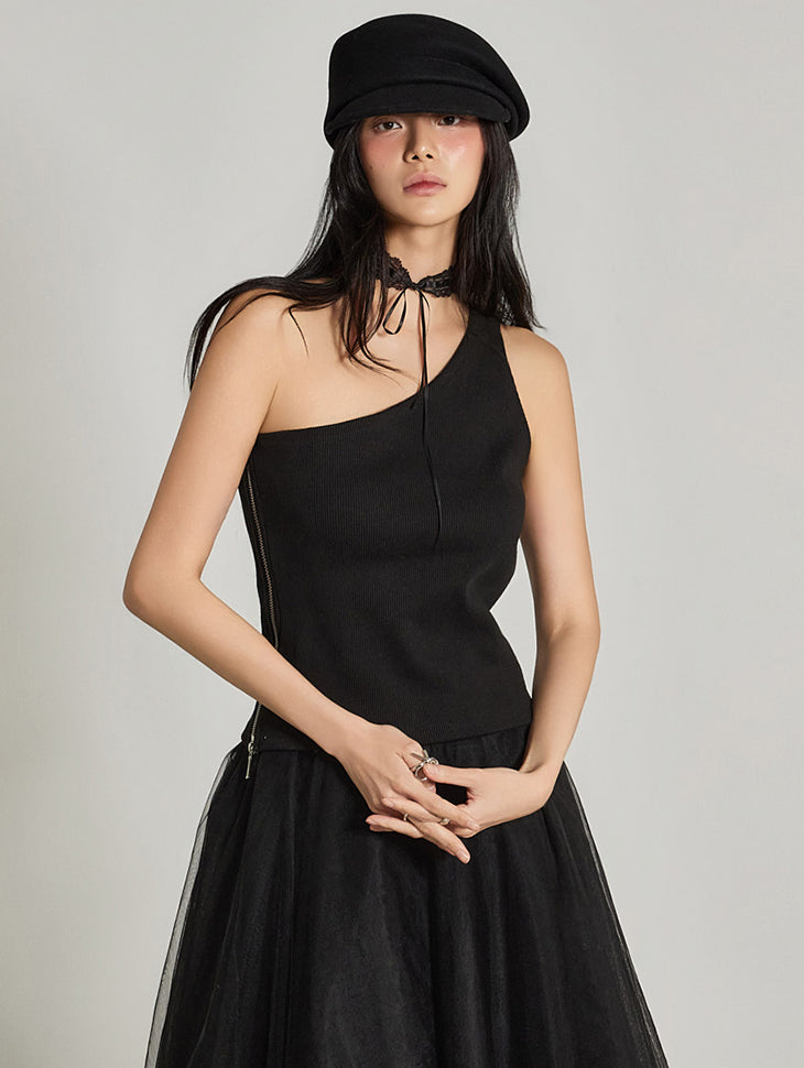 E4032 Uneven Sleeveless Top