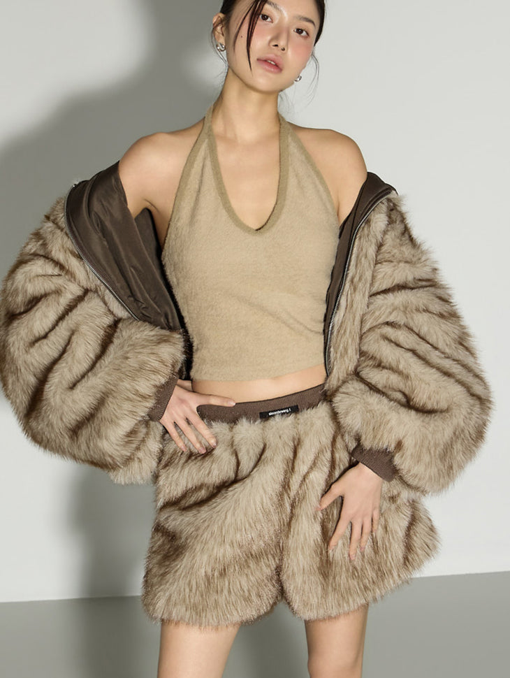 E4070 Fleece Halterneck Sleeveless Top