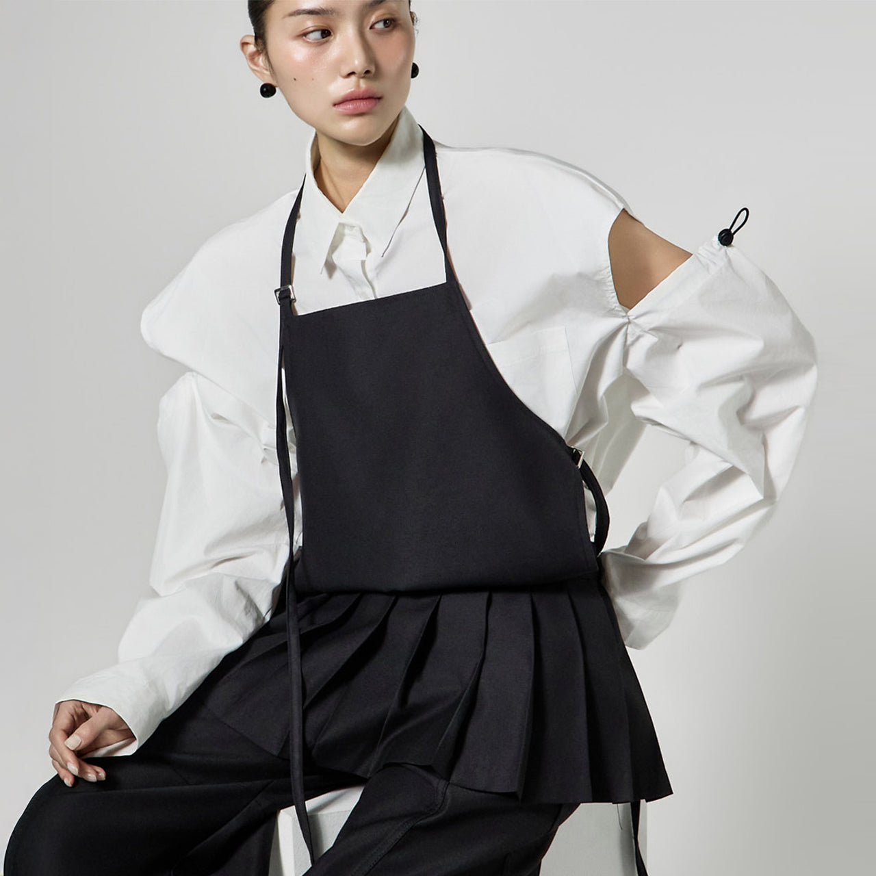 E4119 Pleated Apron Top