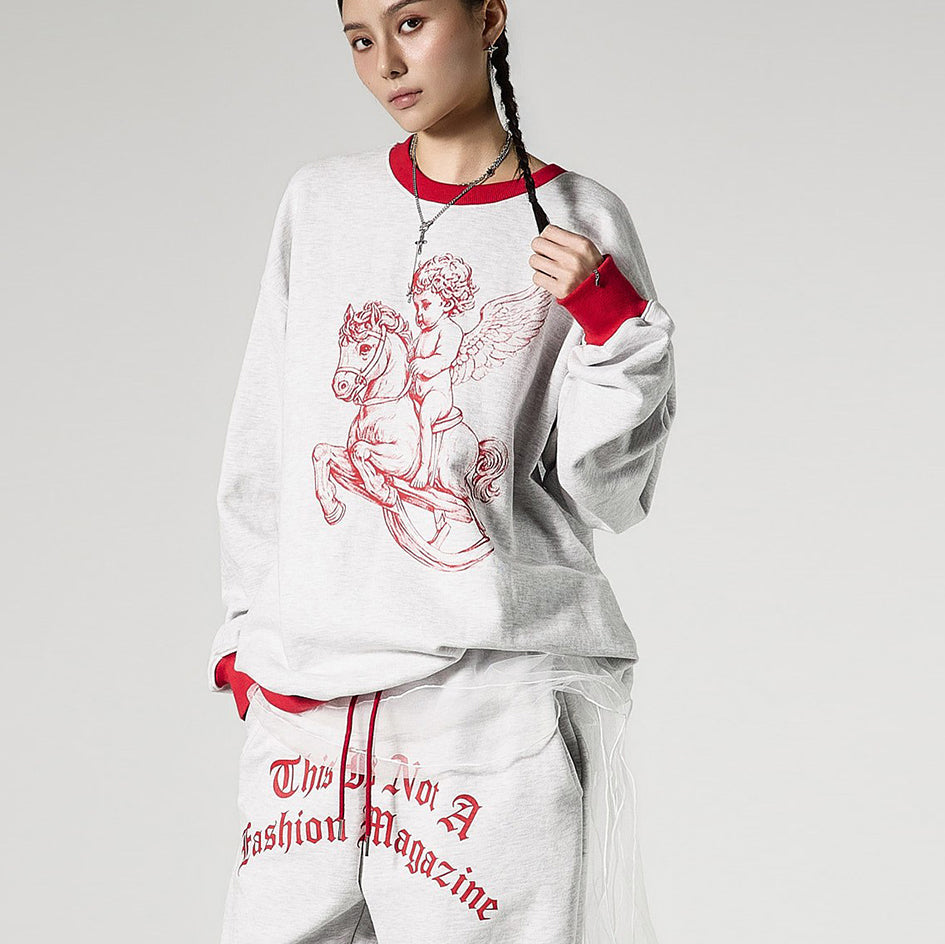 E4143 Contrast Print Sweatshirts
