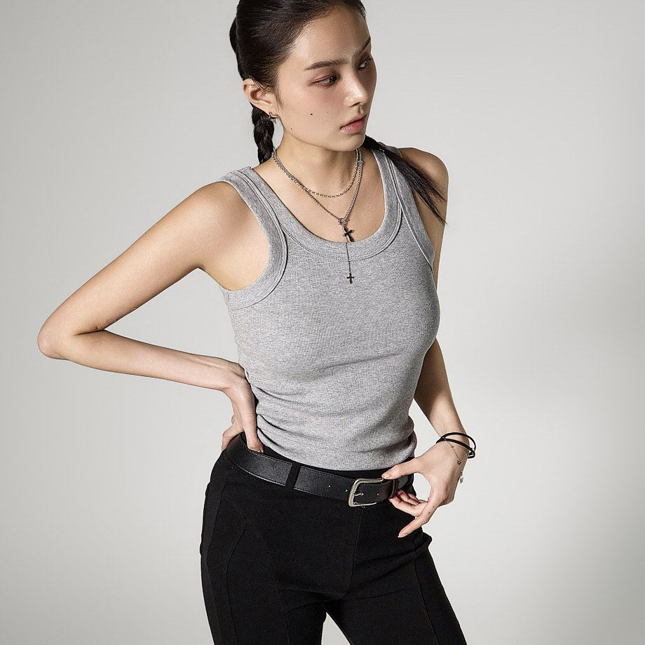 E4155 Basic Ribbed Sleeveless Top