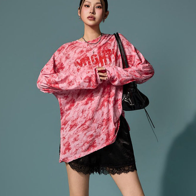 E4345 Tie-Dye Lettering Top