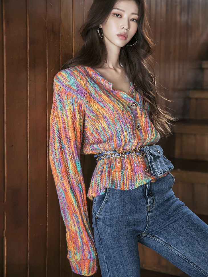J1054 混色针织开衫