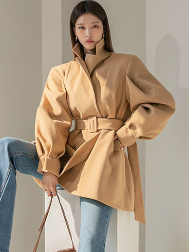 J1124 系带羊毛夹克