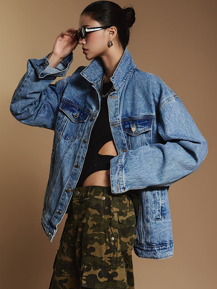 J2366 牛仔皮夹克