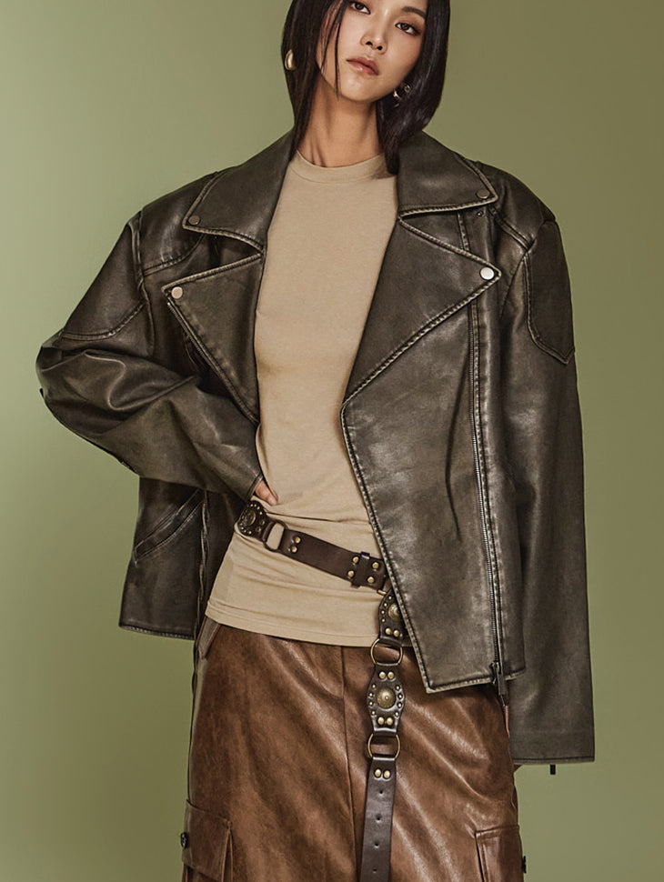 J2370 クラックルバイカージャケット