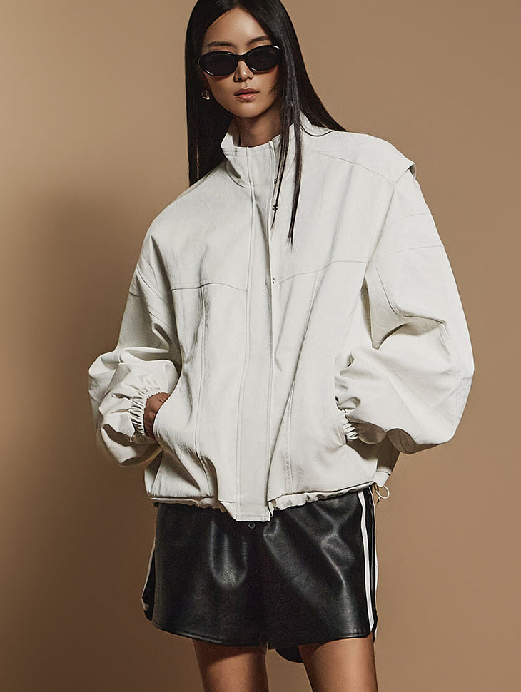 J2387 クラックルレザージャンパージャケット