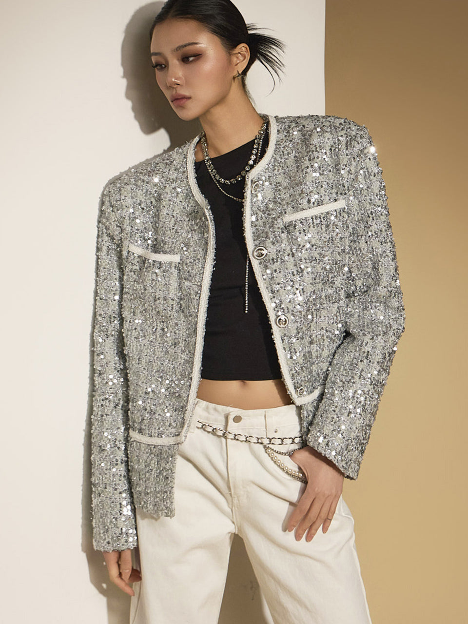 J2617 スパングルツイードジャケット