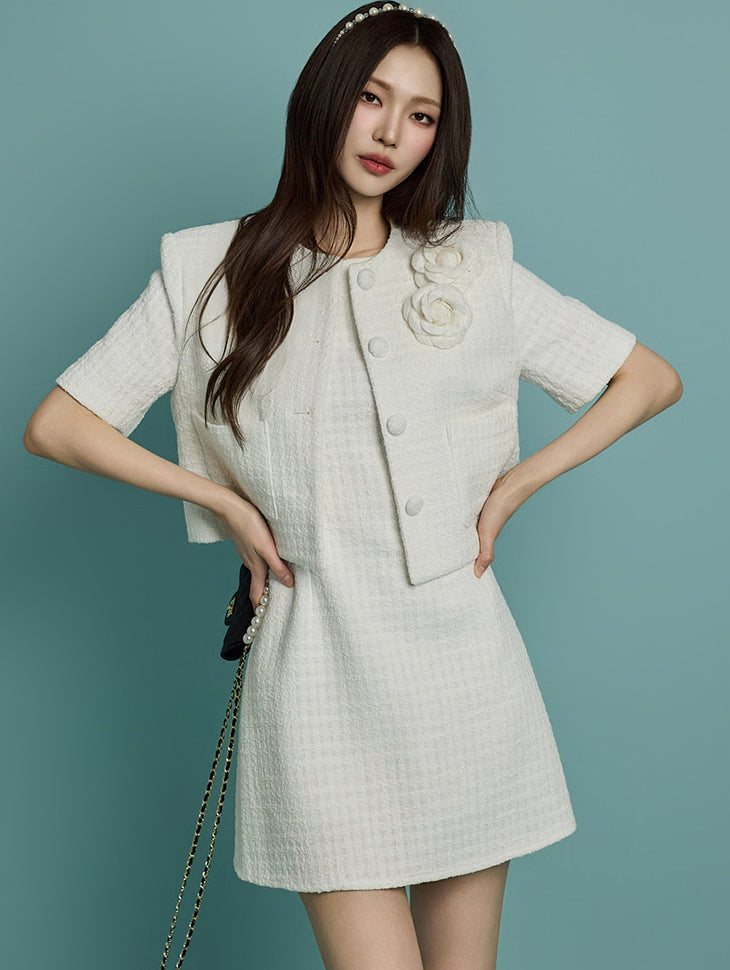 J2722 粗花呢夹克(配胸花)