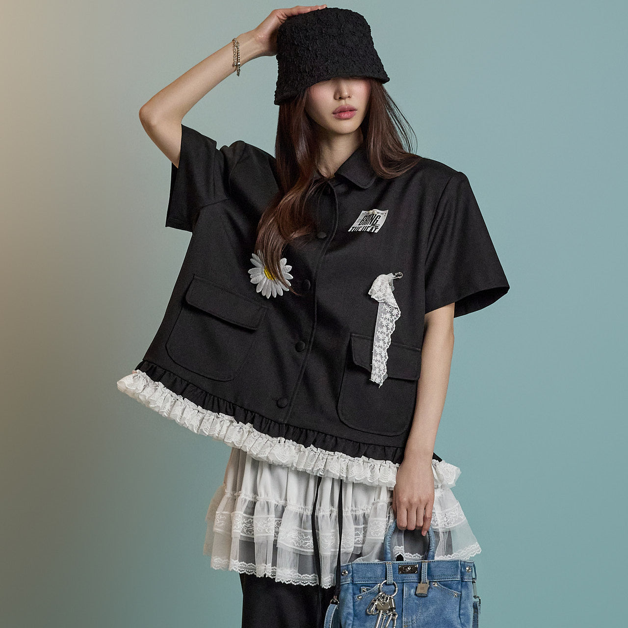 J2736 荷叶边蕾丝夹克